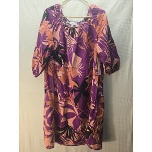 Luxology Dress Womens Size 2x Long Sleeve Rayon Peplum Floral